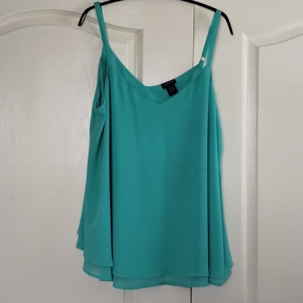 Torrid size 0 (12)mint green flowy sleeveless adj. strap tank double layered